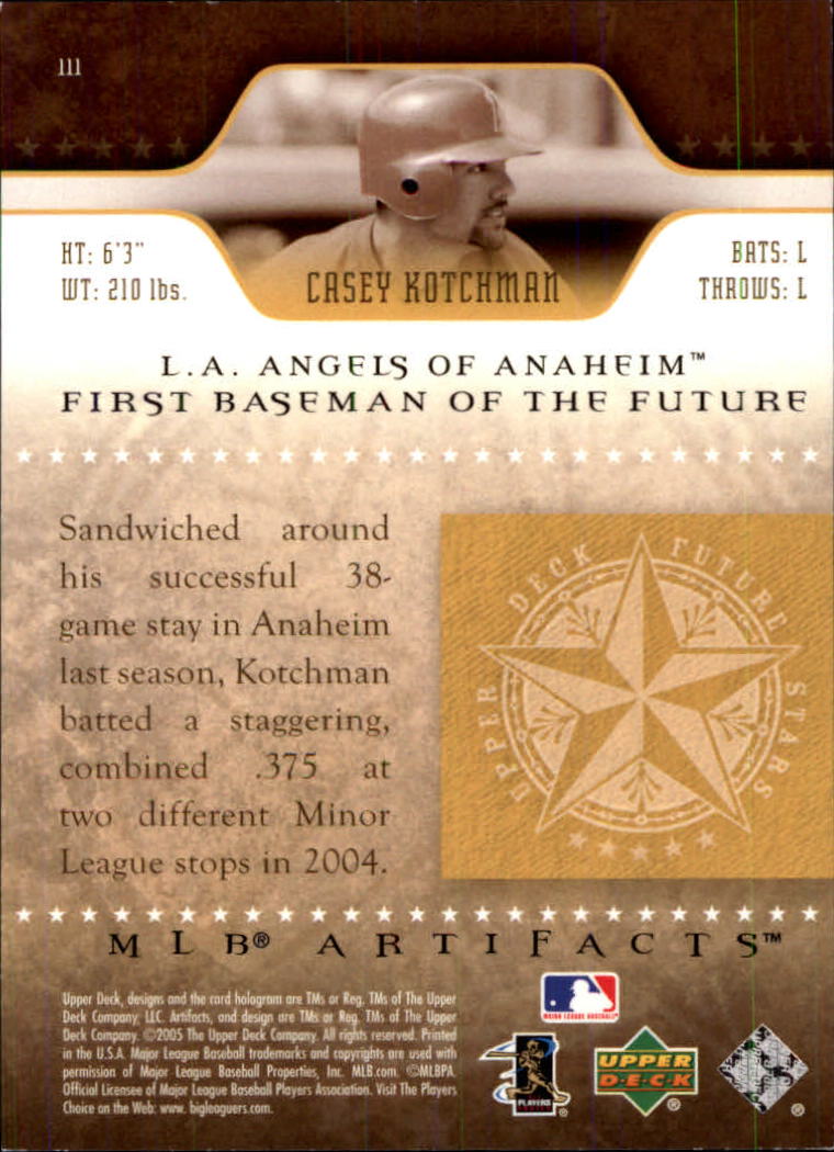 2005 Artifacts #111 Casey Kotchman FS back image