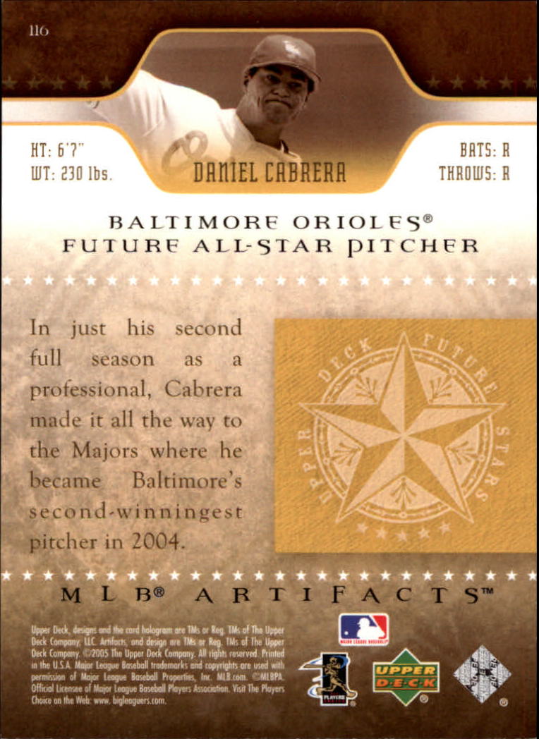 2005 Artifacts #116 Daniel Cabrera FS back image