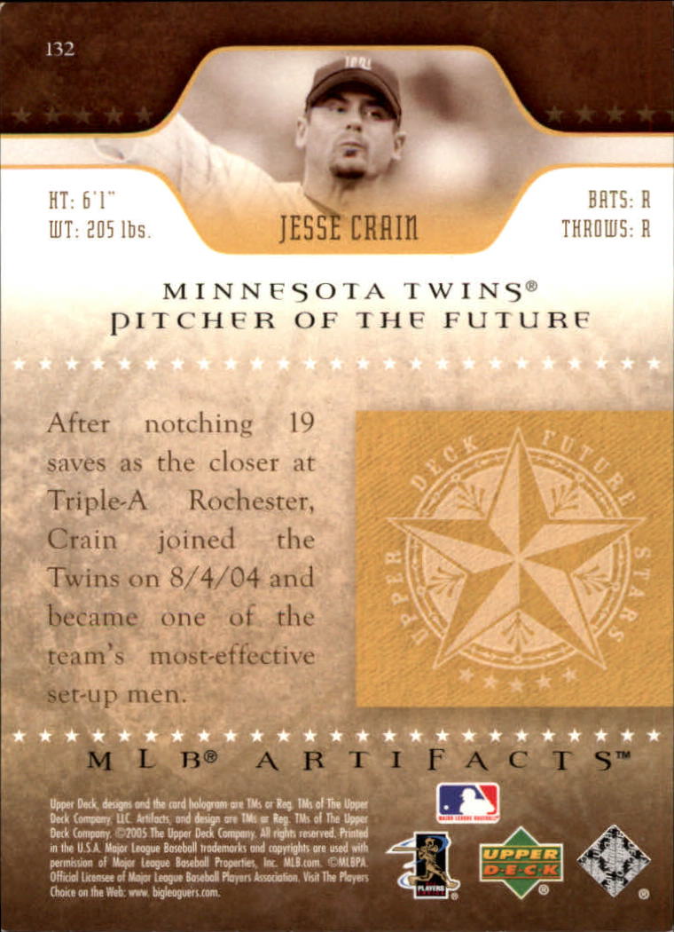 2005 Artifacts #132 Jesse Crain FS back image