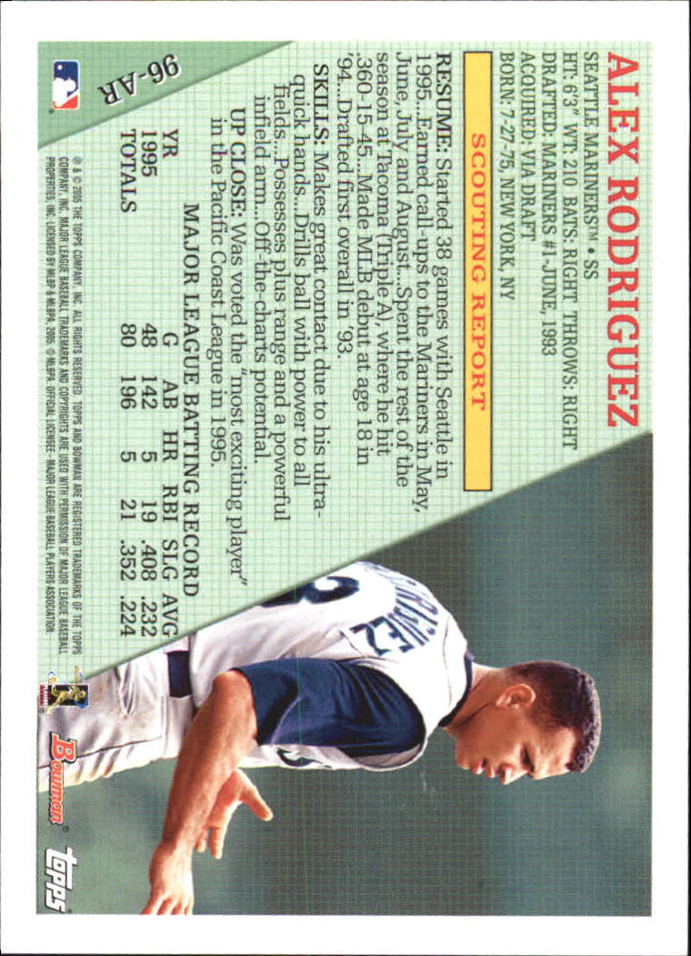 2005 Bowman Baseball "Alex Rodriguez Throwback" Insert Cards - Picture 7 of 9