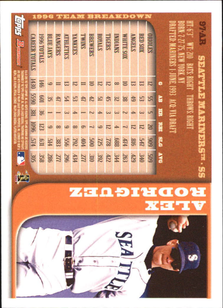 2005 Bowman Baseball "Alex Rodriguez Throwback" Insert Cards - Picture 9 of 9