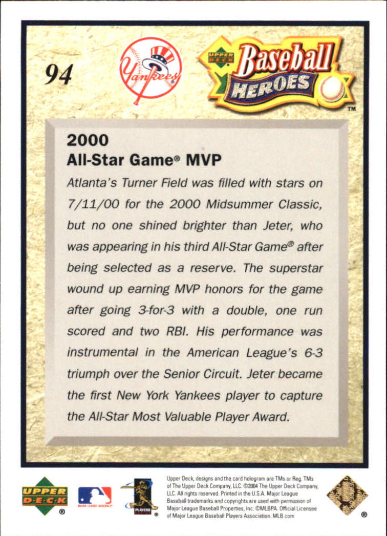 2005 Upper Deck Baseball Heroes Jeter #94 Derek Jeter back image