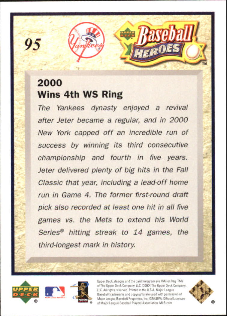 2005 Upper Deck Baseball Heroes Jeter #95 Derek Jeter back image