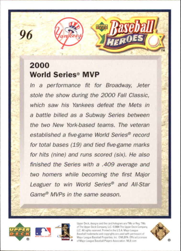 2005 Upper Deck Baseball Heroes Jeter #96 Derek Jeter back image