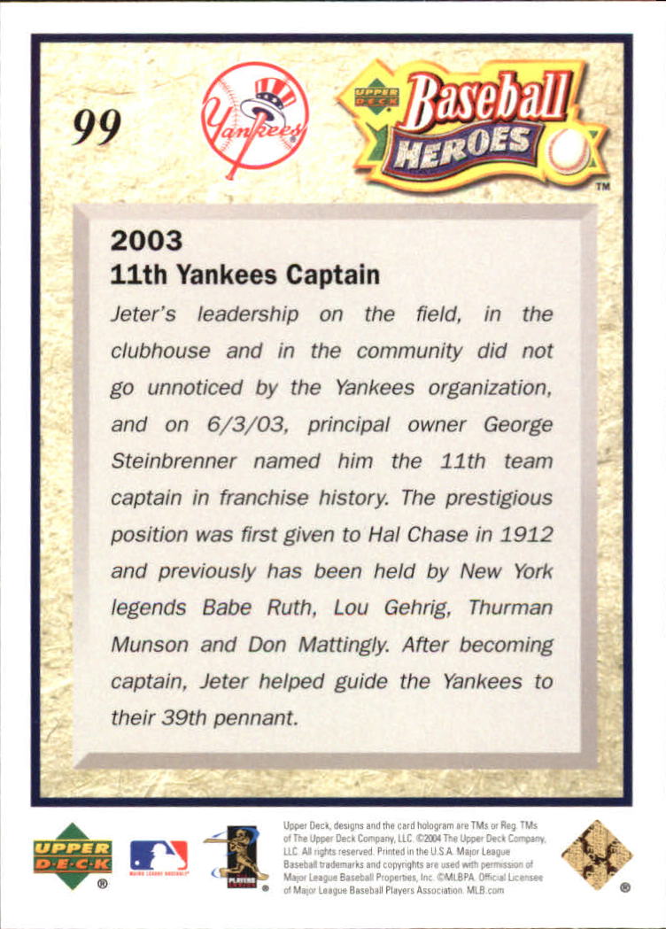 2005 Upper Deck Baseball Heroes Jeter #99 Derek Jeter back image