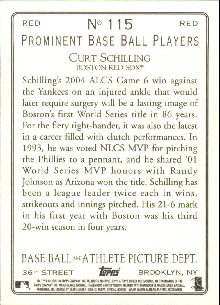 2005 Topps Turkey Red #115 Curt Schilling SP back image