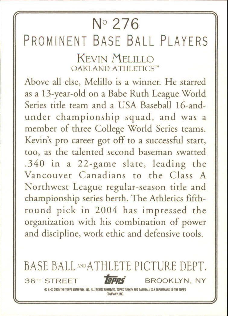 2005 Topps Turkey Red #276 Kevin Melillo RC back image