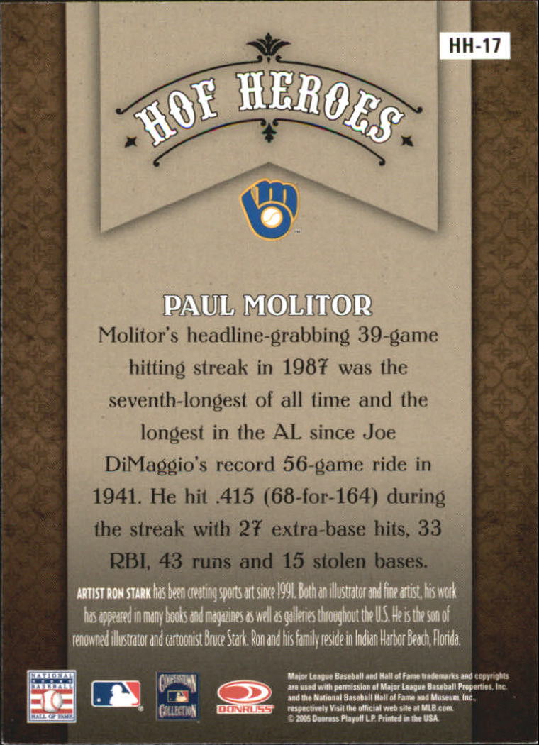 2005 Diamond Kings HOF Heroes #HH17 Paul Molitor back image