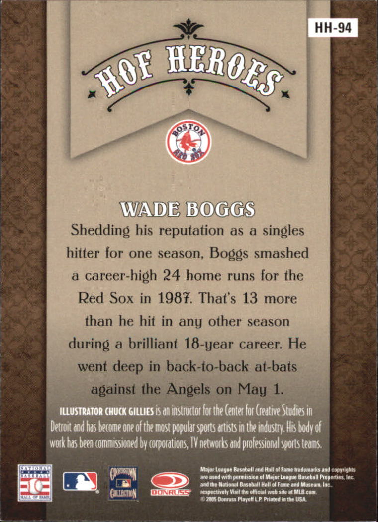 2005 Diamond Kings HOF Heroes #HH94 Wade Boggs Sox back image