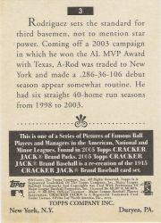 2005 Topps Cracker Jack #3B Alex Rodriguez Fielding SP back image