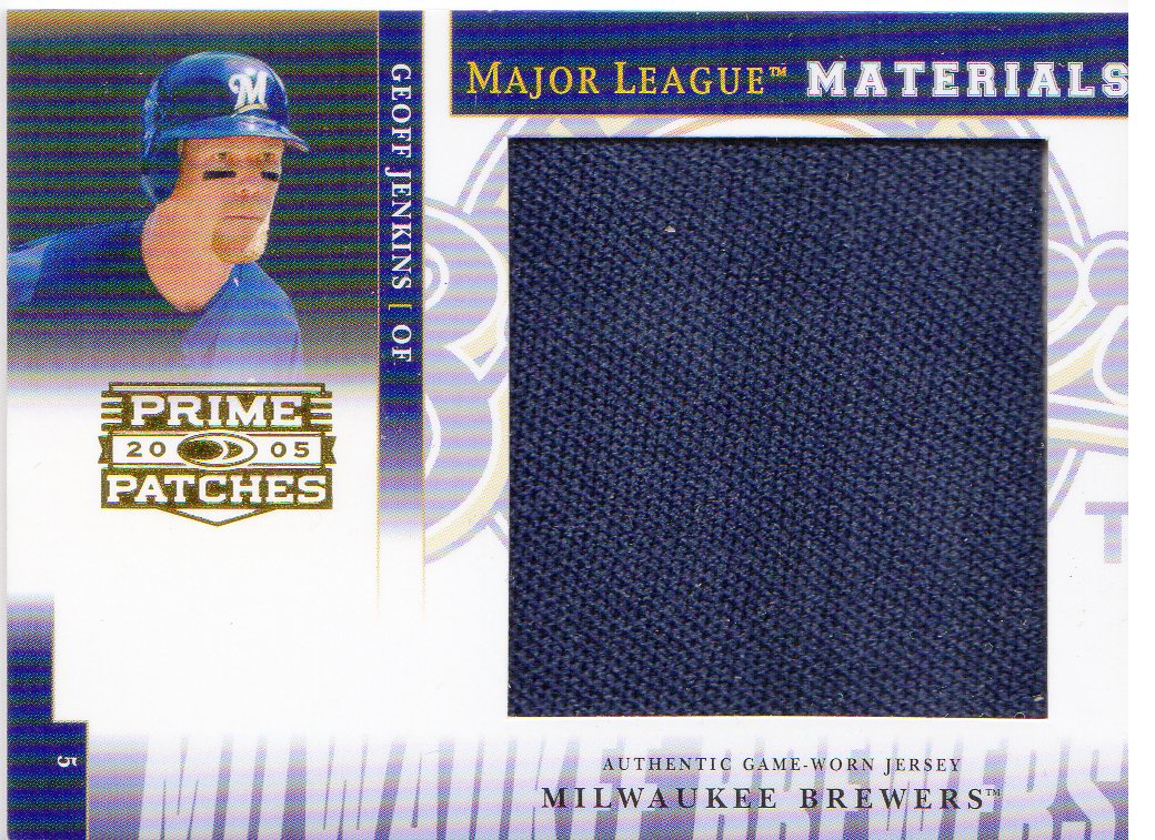 2005 Prime Patches Major League Materials Jumbo Swatch #15 Geoff Jenkins/375