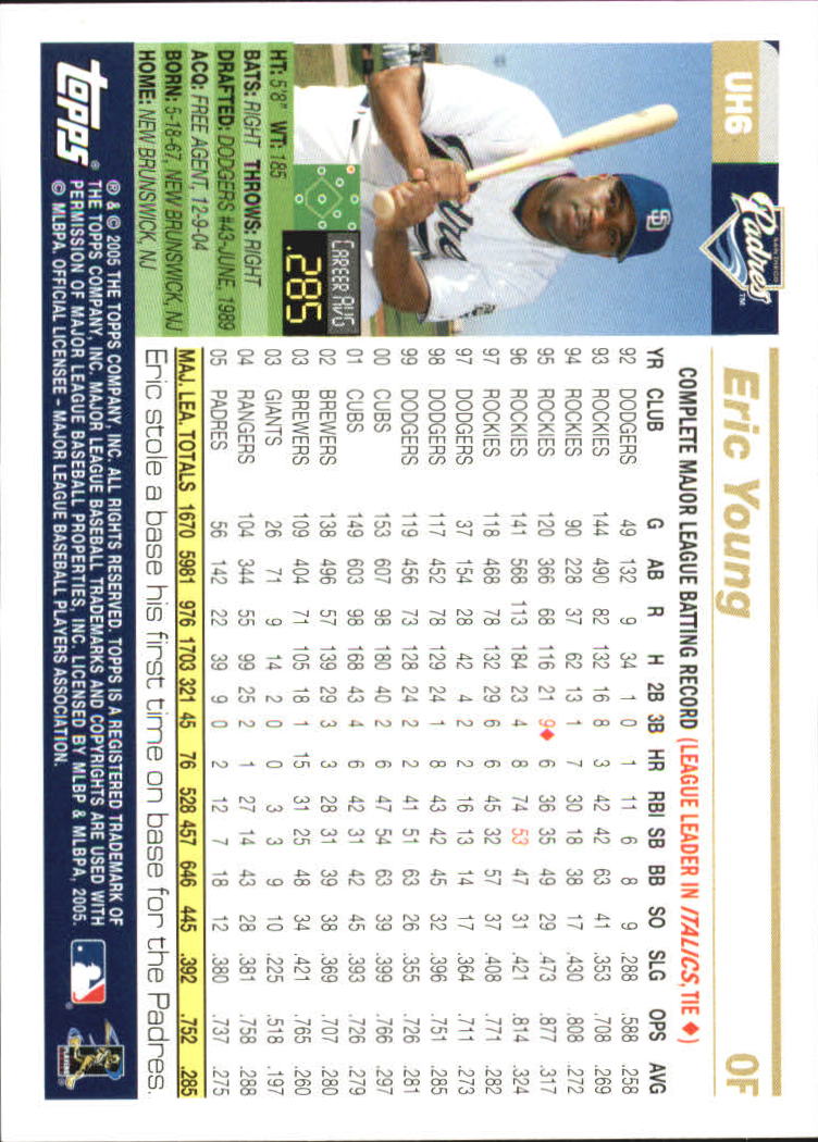 2005 Topps Update #6 Eric Young back image