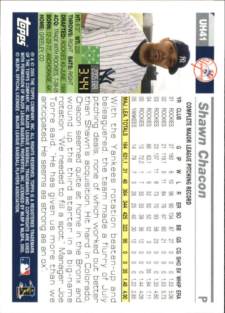 2005 Topps Update #41 Shawn Chacon back image