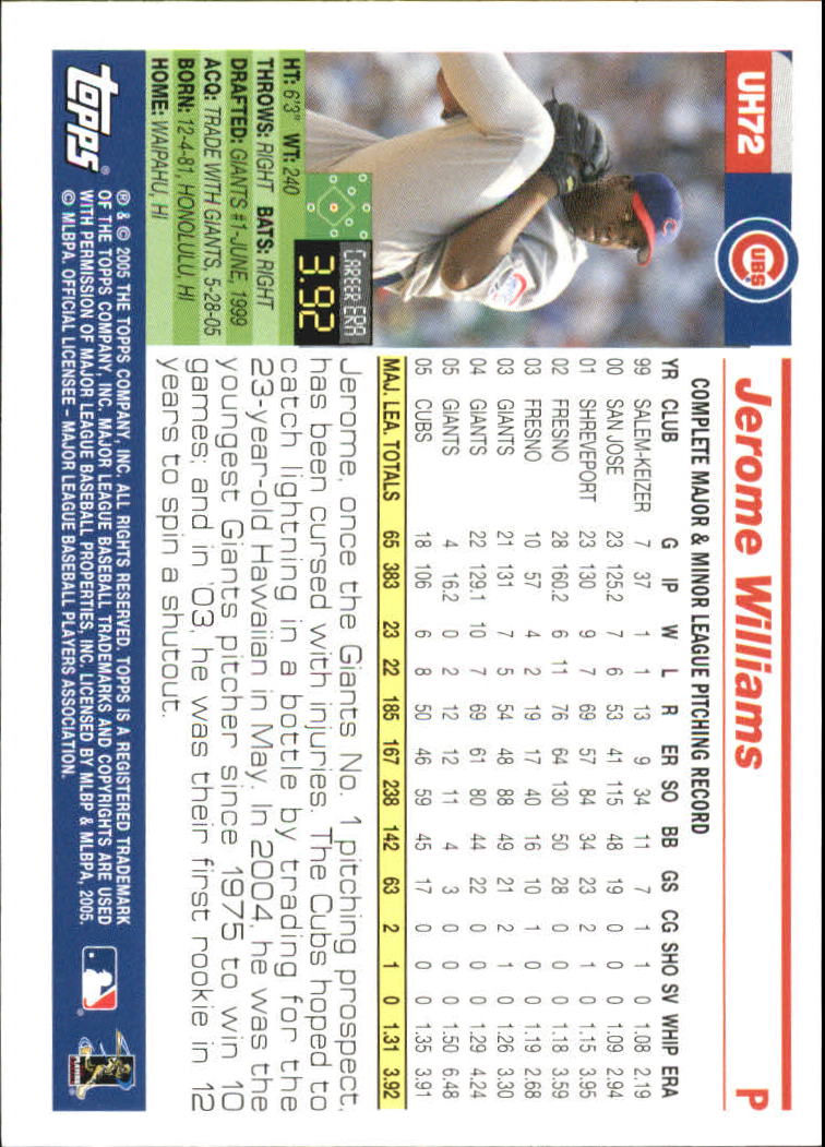 2005 Topps Update #72 Jerome Williams back image