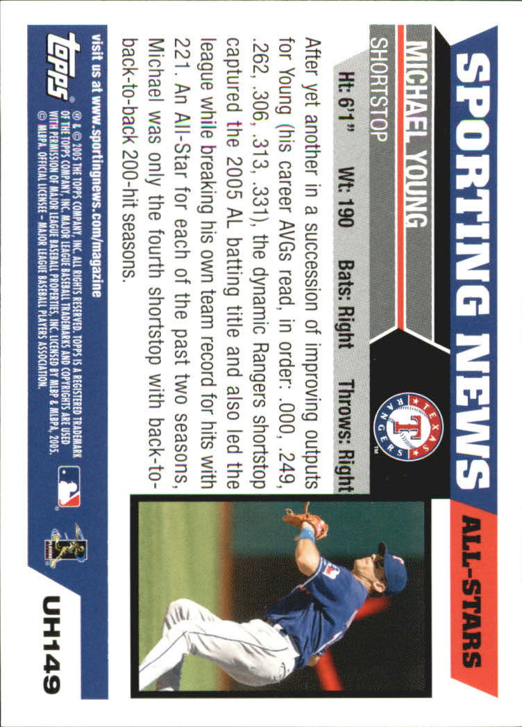 2005 Topps Update #149 Michael Young AS back image