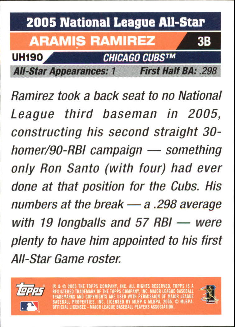 2005 Topps Update #190 Aramis Ramirez AS back image