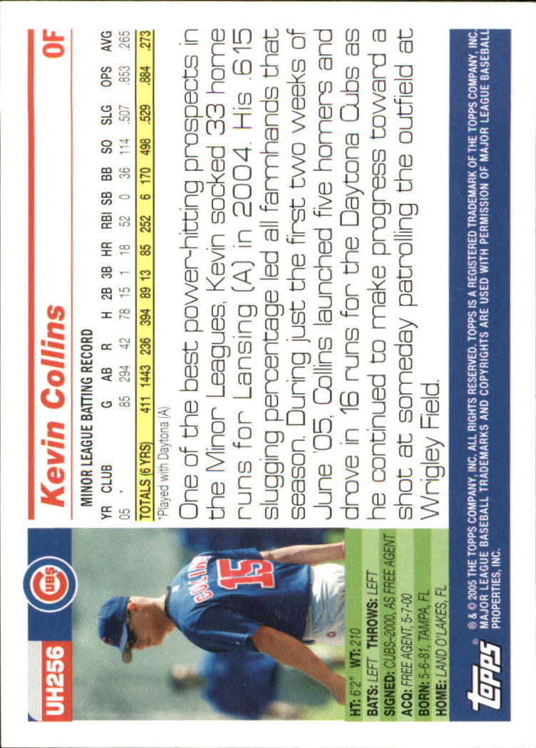 2005 Topps Update #256 Kevin Collins FY RC back image