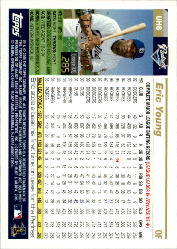 2005 Topps Update Gold #6 Eric Young back image