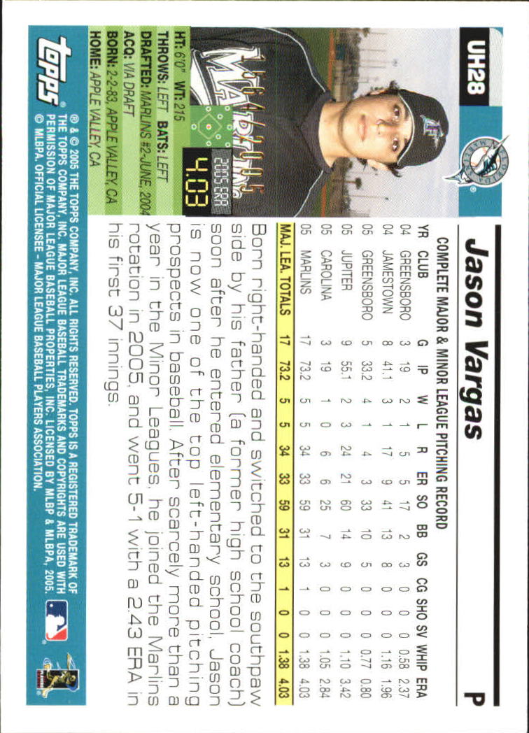 2005 Topps Update Gold #28 Jason Vargas back image