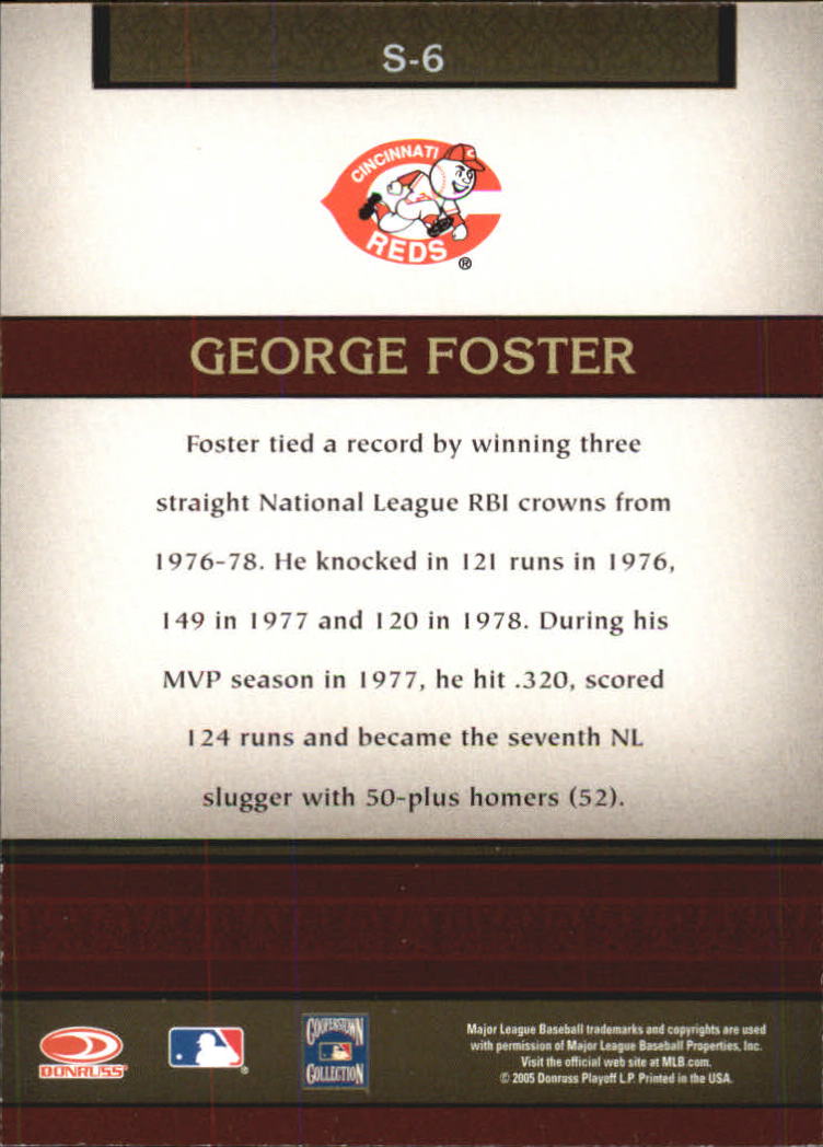 2005 Donruss Greats Souvenirs #6 George Foster back image