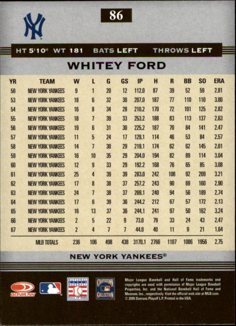 2005 Donruss Greats #86 Whitey Ford back image