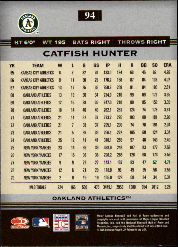 2005 Donruss Greats #94 Catfish Hunter back image