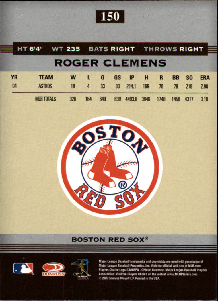 2005 Donruss Greats #150 Roger Clemens Sox back image