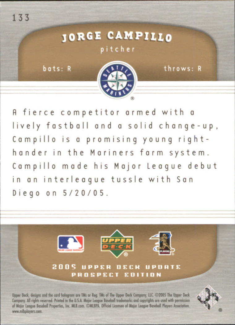 2005 Upper Deck Update Gold #133 Jorge Campillo PR back image