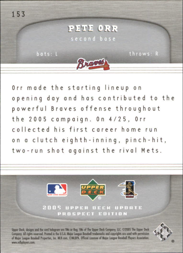 2005 Upper Deck Update Silver #153 Pete Orr PR back image