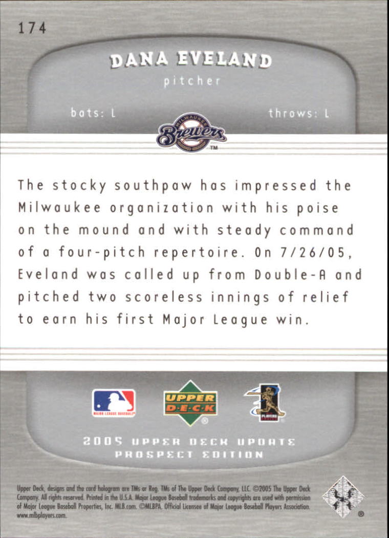 2005 Upper Deck Update Silver #174 Dana Eveland PR back image