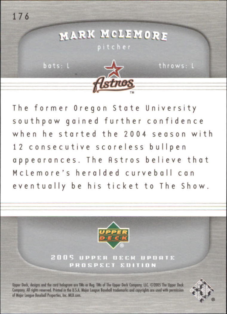 2005 Upper Deck Update Silver #176 Mark McLemore PR back image