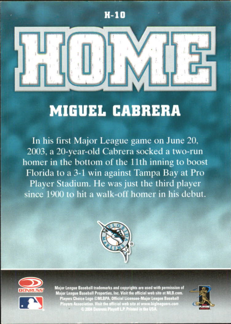2005 Leaf Home/Road #10H Miguel Cabrera H back image
