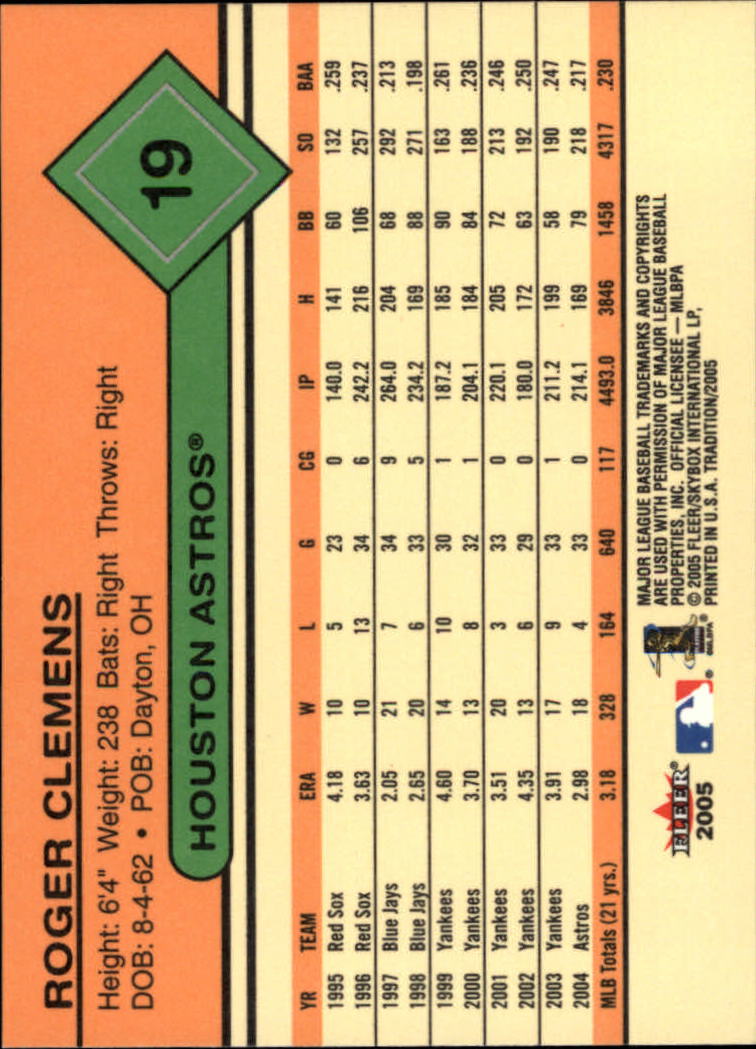 Roger Clemens cards (1987-2022) Red Sox Yankees Blue Jays Astros - You Choose - Picture 314 of 356