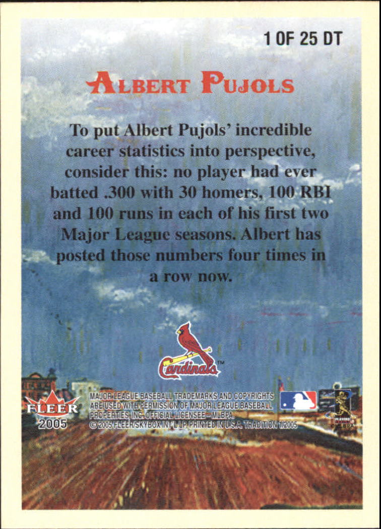 2005 Fleer Tradition Diamond Tributes #1 Albert Pujols back image