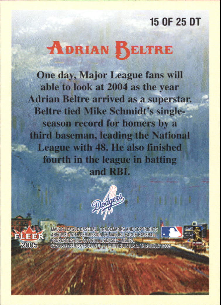 2005 Fleer Tradition Diamond Tributes #15 Adrian Beltre back image