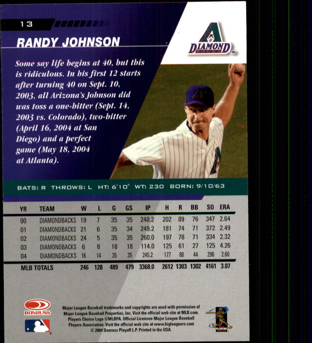 2005 Leaf #13 Randy Johnson back image