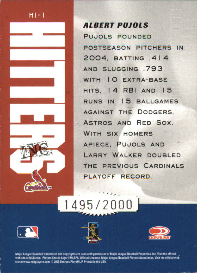 2005 Leather and Lumber Hitters Inc. #1 Albert Pujols back image