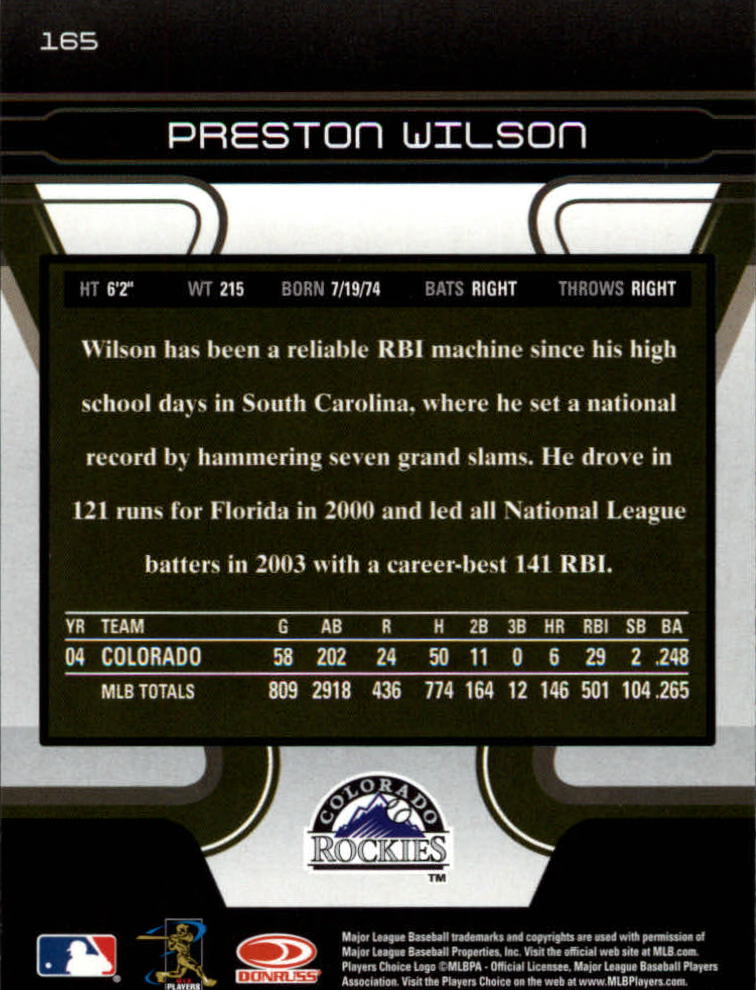 2005 Zenith #165 Preston Wilson back image