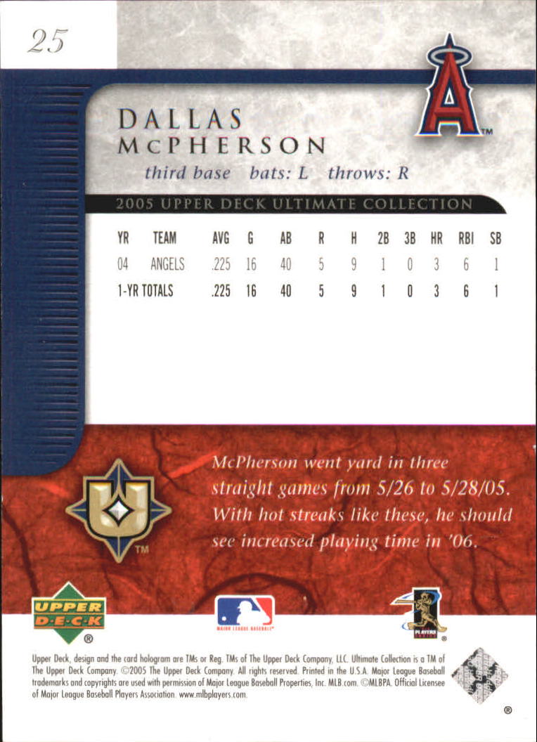2005 Ultimate Collection #25 Dallas McPherson back image