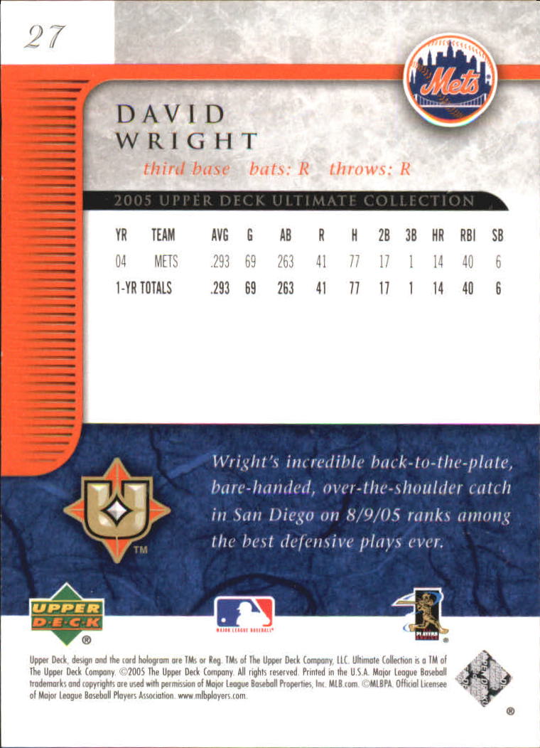 2005 Ultimate Collection #27 David Wright back image