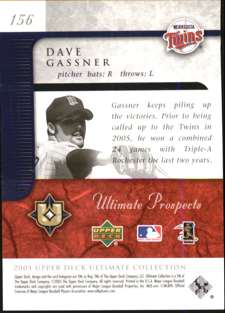 2005 Ultimate Collection #156 Dave Gassner UP RC back image