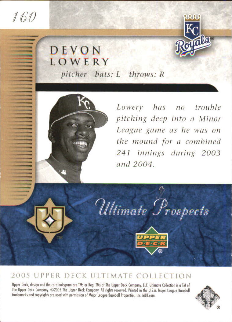 2005 Ultimate Collection #160 Devon Lowery UP RC back image