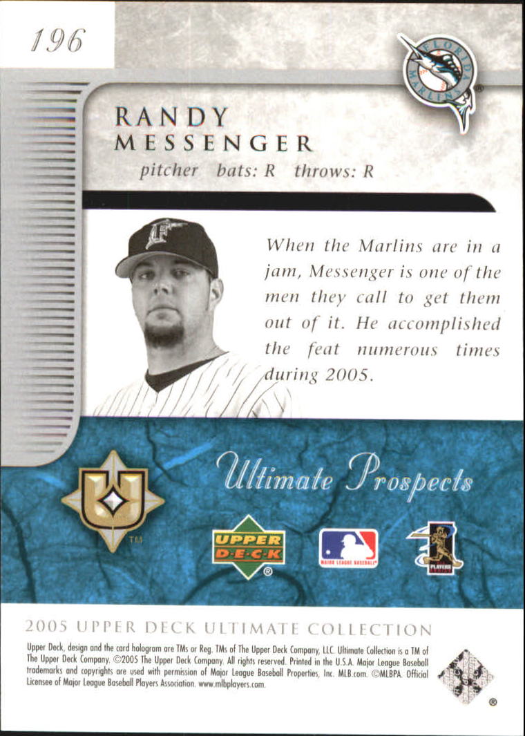 2005 Ultimate Collection Silver #196 Randy Messenger UP back image