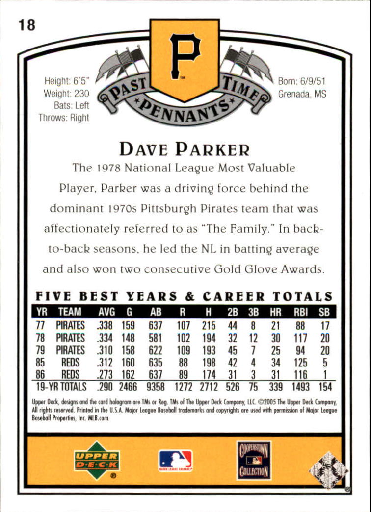 2005 UD Past Time Pennants #18 Dave Parker back image
