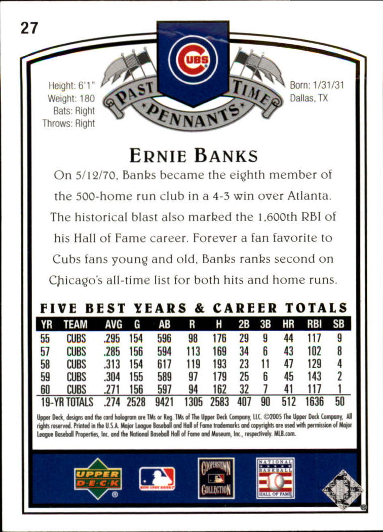 2005 UD Past Time Pennants #27 Ernie Banks back image