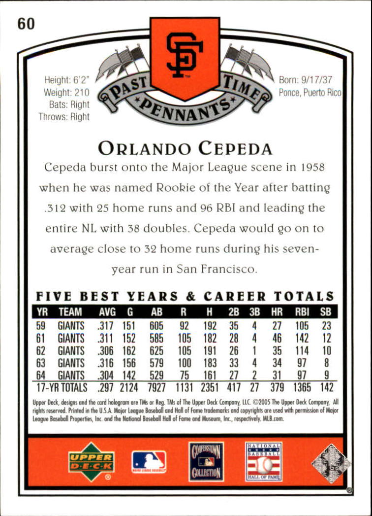 2005 UD Past Time Pennants #60 Orlando Cepeda back image