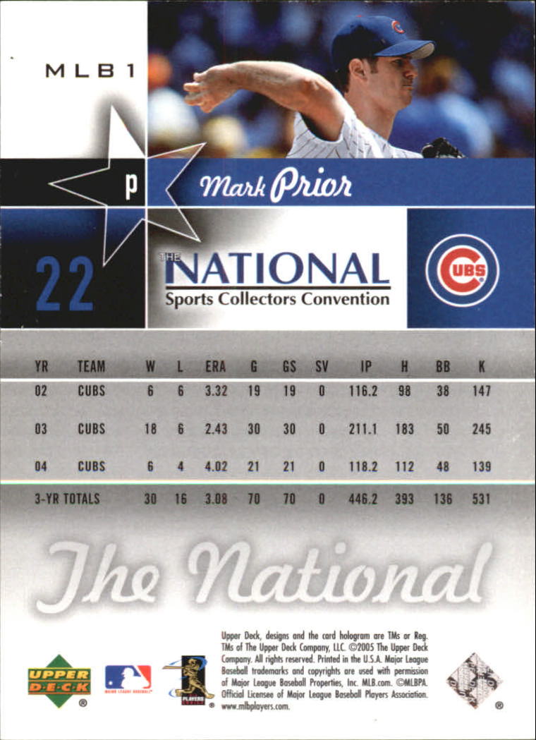2005 Upper Deck Chicago National #MLB1 Mark Prior back image