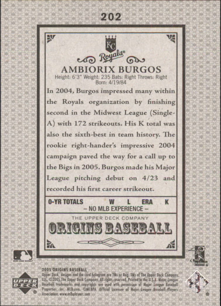 2005 Origins Old Judge Red #202 Ambiorix Burgos YS back image