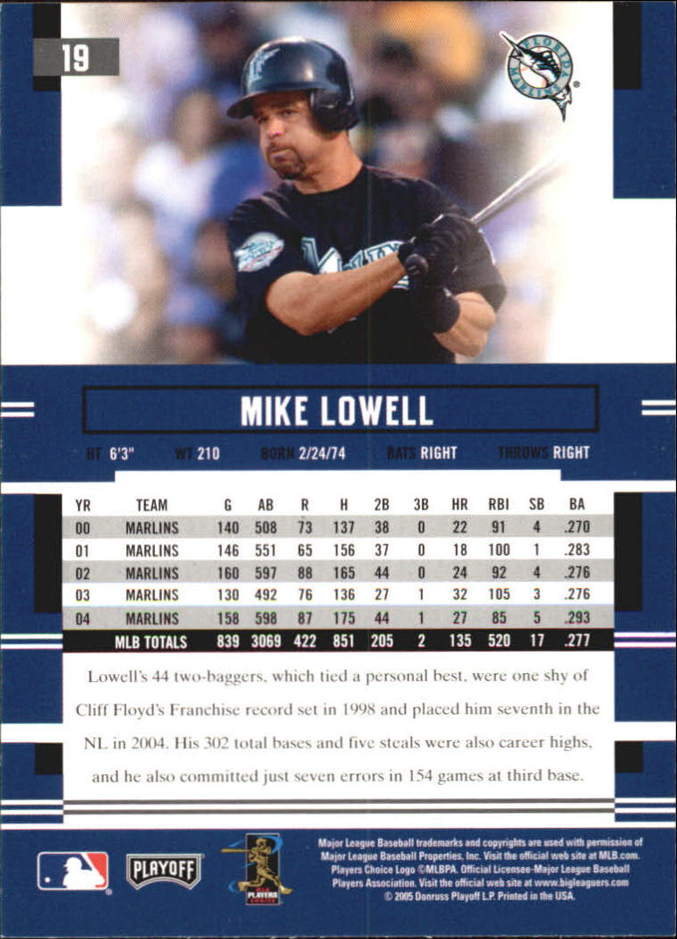 2005 Playoff Prestige #19 Mike Lowell back image