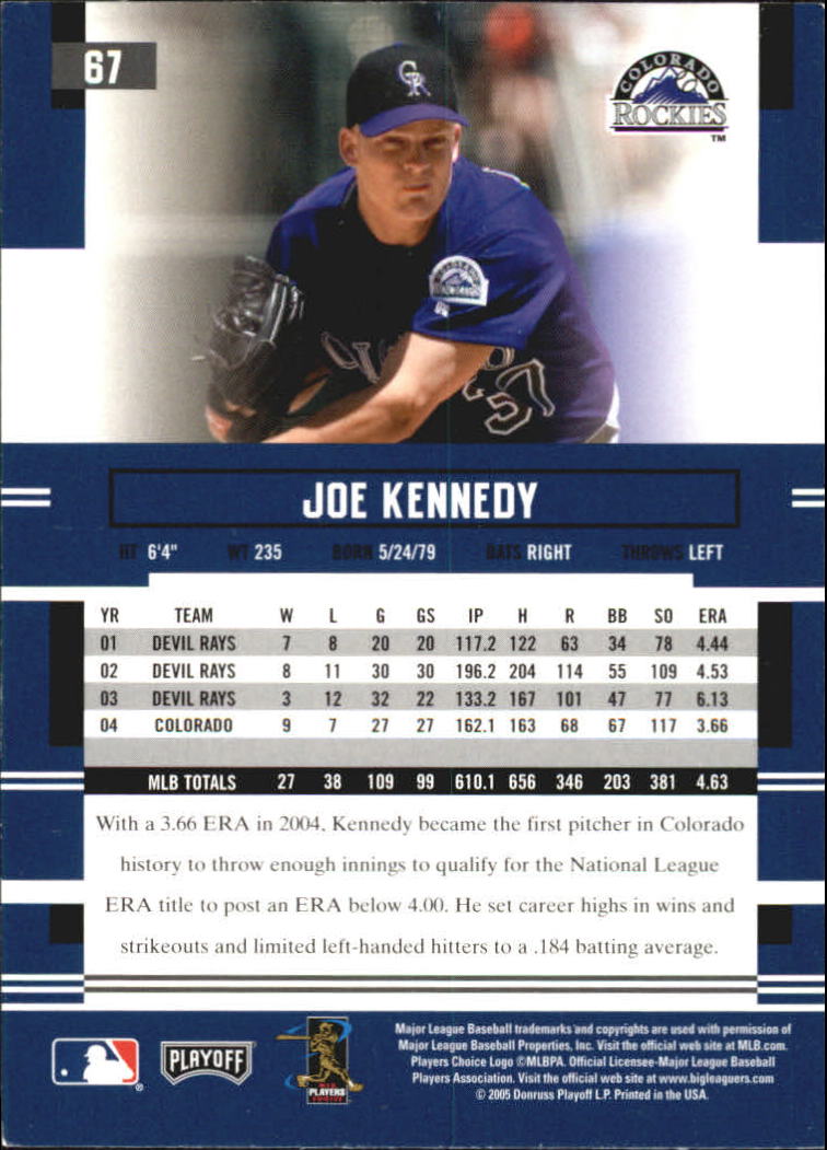 2005 Playoff Prestige #67 Joe Kennedy back image